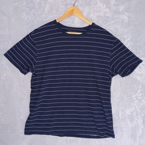 HOWLIN’ Navy Blue Striped Tee Shirt Size L Cotton Belgium Preppy Closet Staple